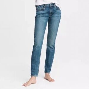 Rag & Bone Dre Low-Rise Boyfriend Jean Bellview Slim Fit Dark Indigo Denim Women
